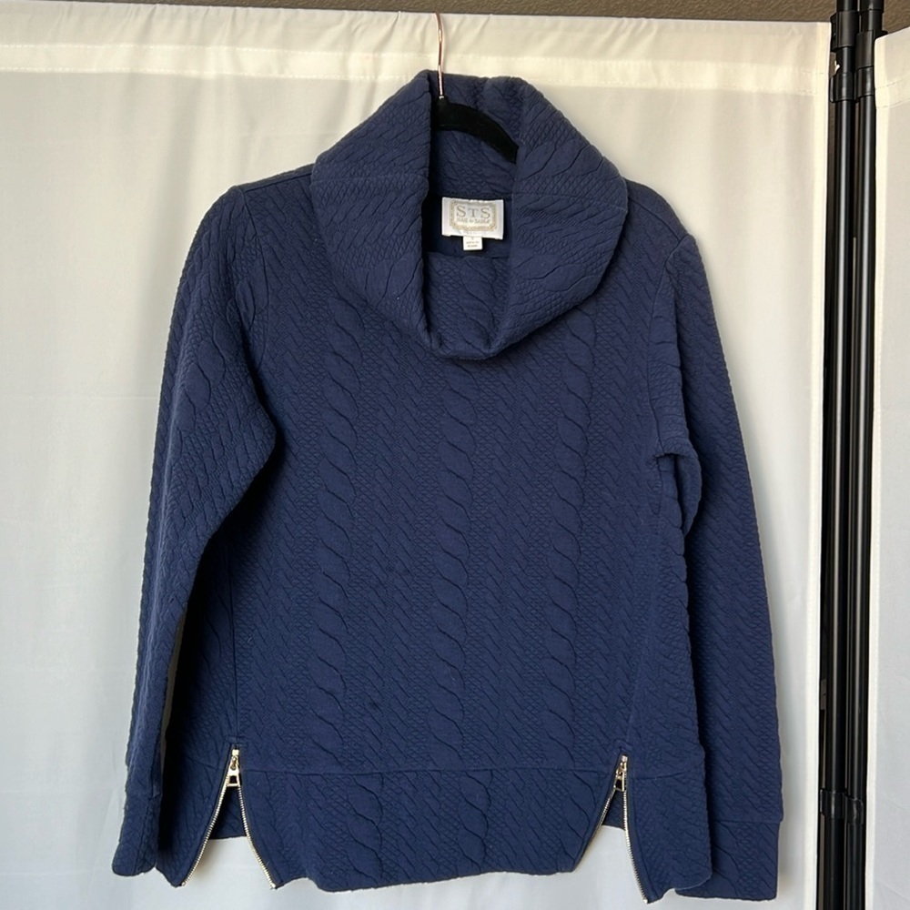 Sail to Sable Navy Blue Cowl Neck Pullover